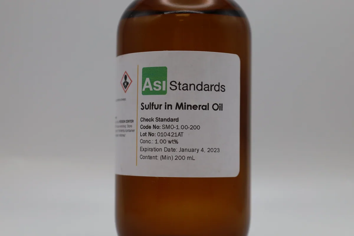ASI Standards kükürt kalibrasyon seti şişesi